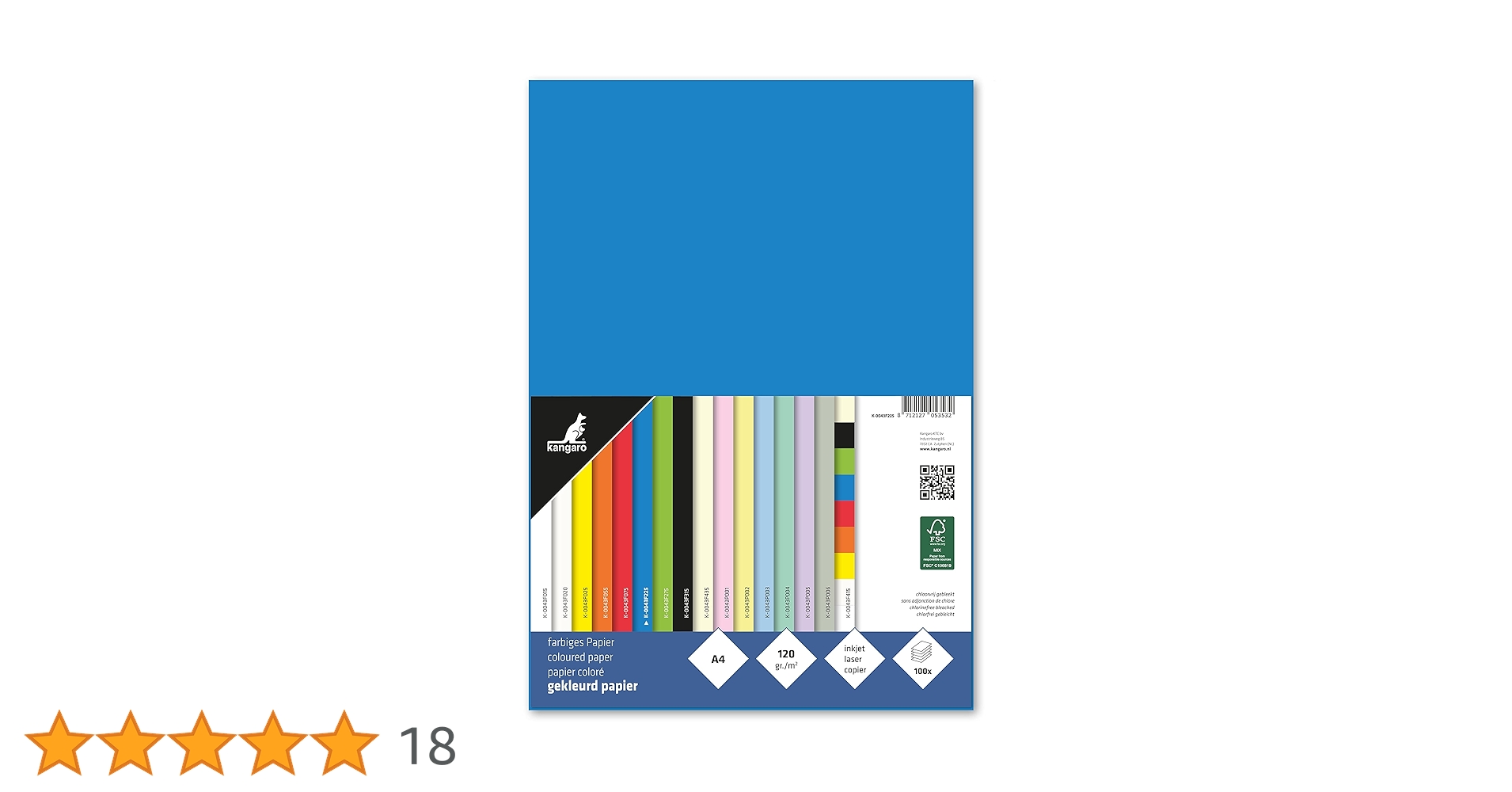 kangaro - Papier kolorowy niebieski DIN A4 – 120 g/m² FSC mix